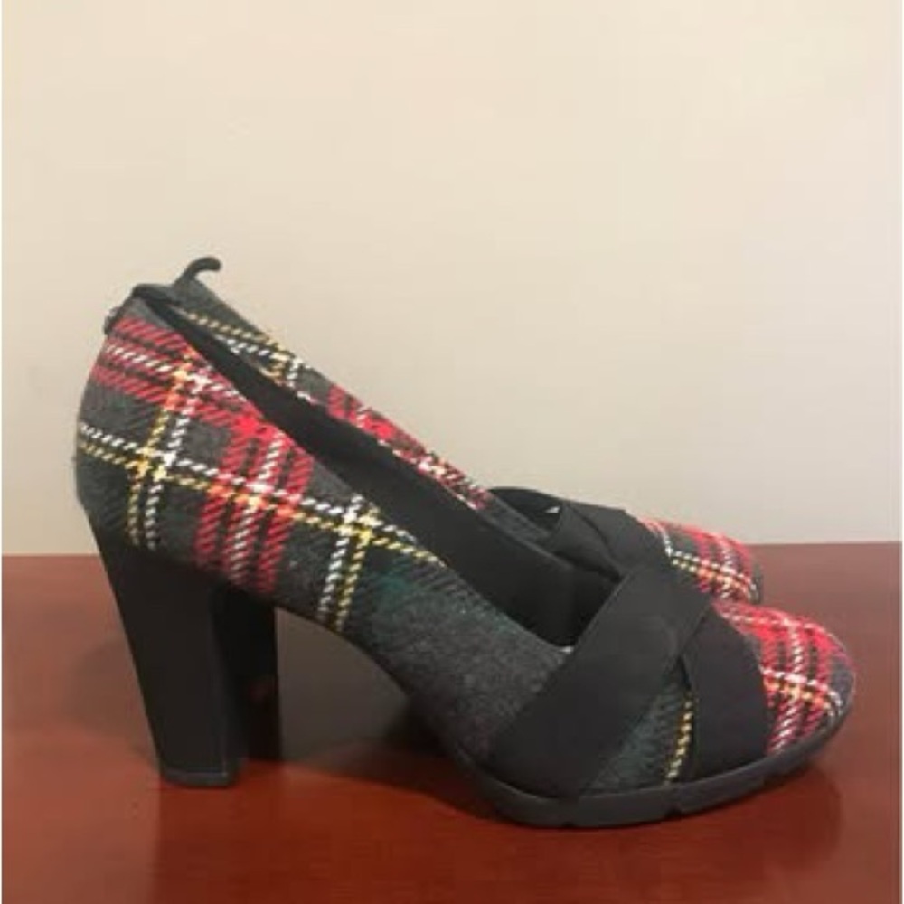 Anne Klein Red Plaid Heels